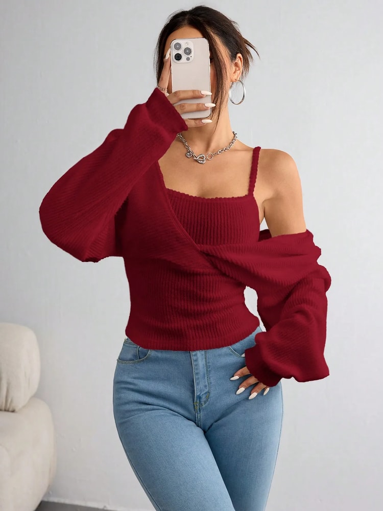 Womens Knitted Hoodie Casual Long Sleeve Top Breathable Regular Fit Pullovers