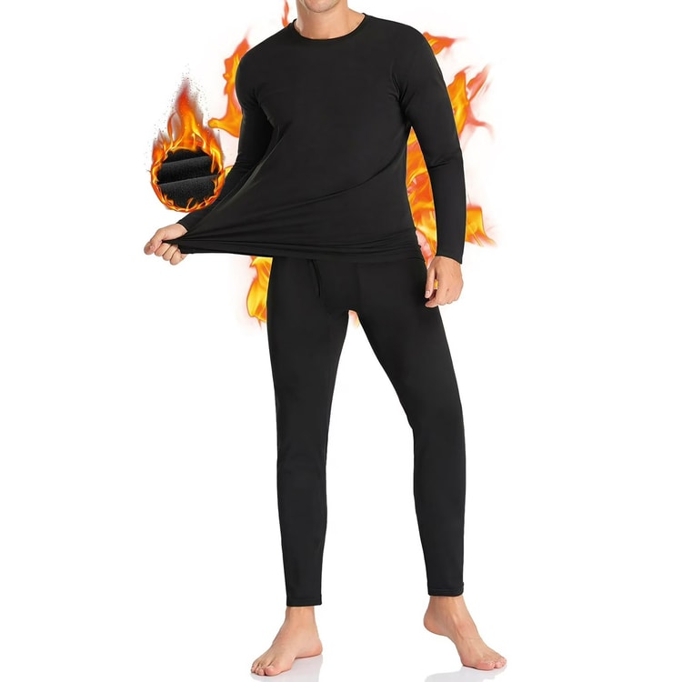 Mens Thermal Underwear Set Long Sleeve Top and Bottom