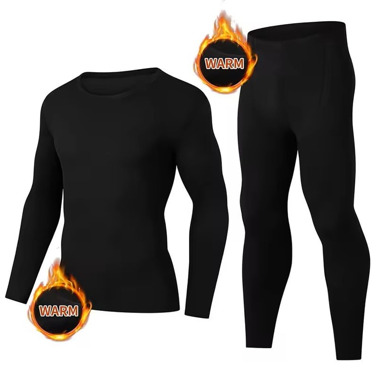 Mens Thermal Underwear Set Long Sleeve Top and Bottom