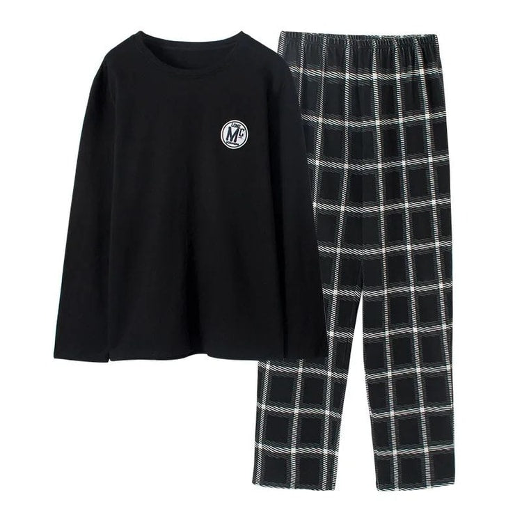 Men Striped Long Sleeve Pajama Set Spring Winter