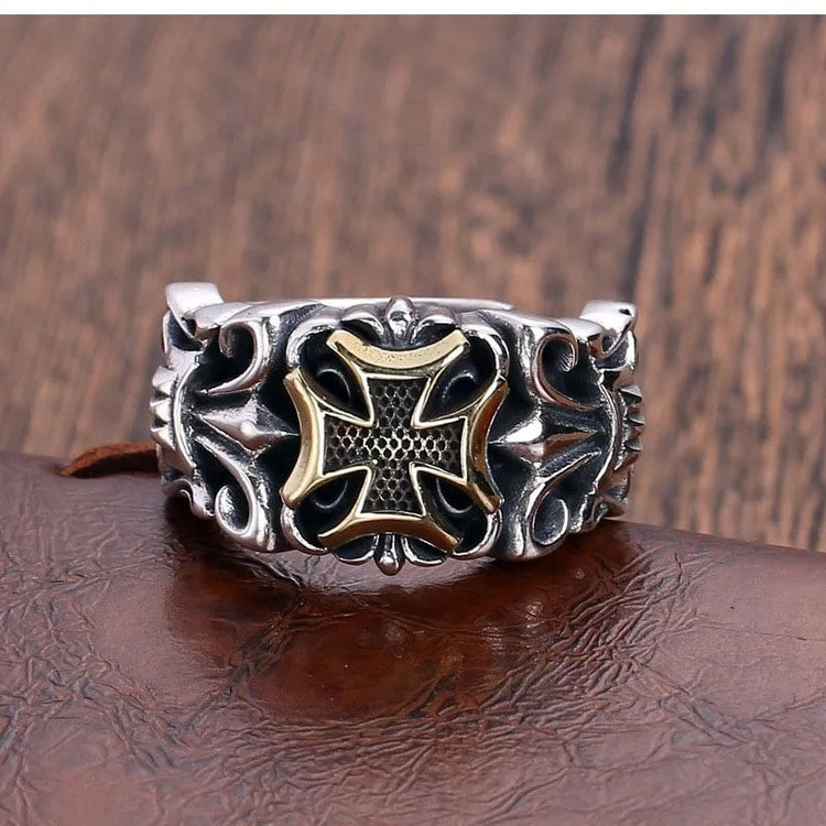 Punk Cross Ring for Men – Adjustable Gothic Design, Retro Street Fashion Jewelry