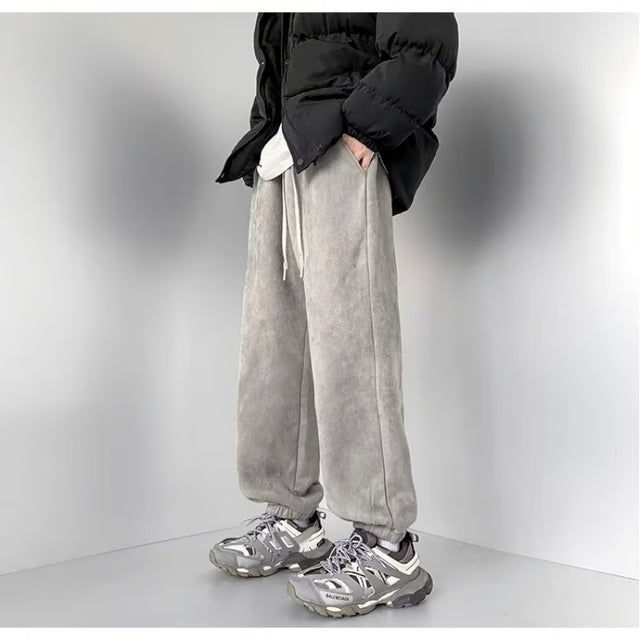 Men's Winter Ski Pants, Lamb Wool Insulation, Thickened Fleece Lining, Trendy Deer Pattern, Northeast Style Outerwear