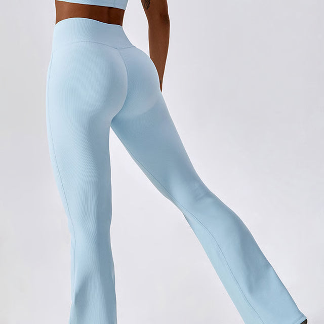High Waist Flare Leggings, Women Yoga Pants with Wide Leg, Gym Workout Fitness Flared Pant, Latin Dance Trousers