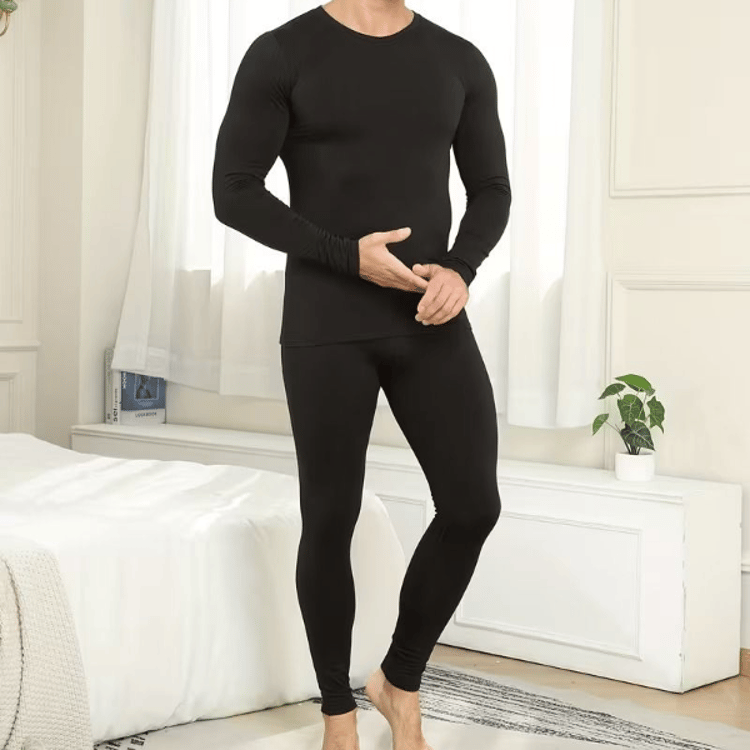 Mens Thermal Underwear Set Long Sleeve Top and Bottom