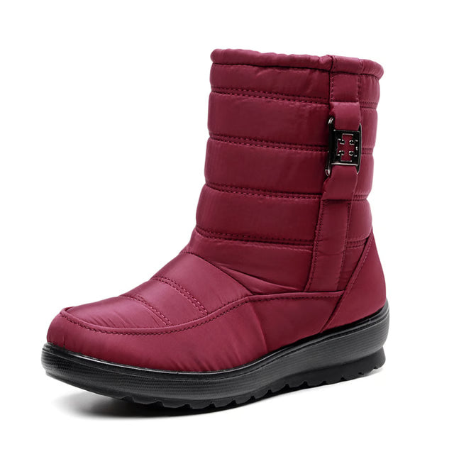 Warm Plush Women Boots Snow Round Toe Shoes, Stylish Zipper Ladies Winter Footwear for Comfort & Elegance