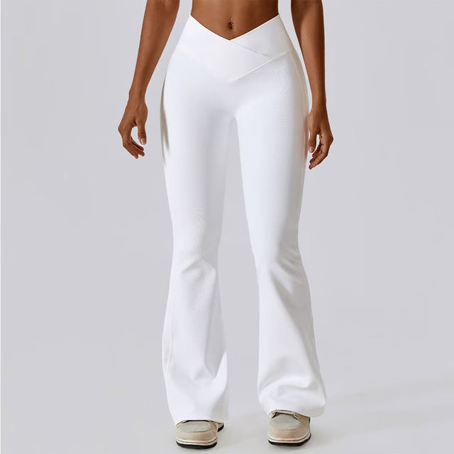 High Waist Flare Leggings, Women Yoga Pants with Wide Leg, Gym Workout Fitness Flared Pant, Latin Dance Trousers