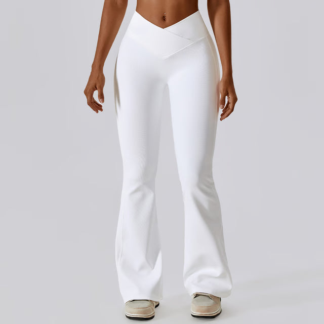 High Waist Flare Leggings, Women Yoga Pants with Wide Leg, Gym Workout Fitness Flared Pant, Latin Dance Trousers