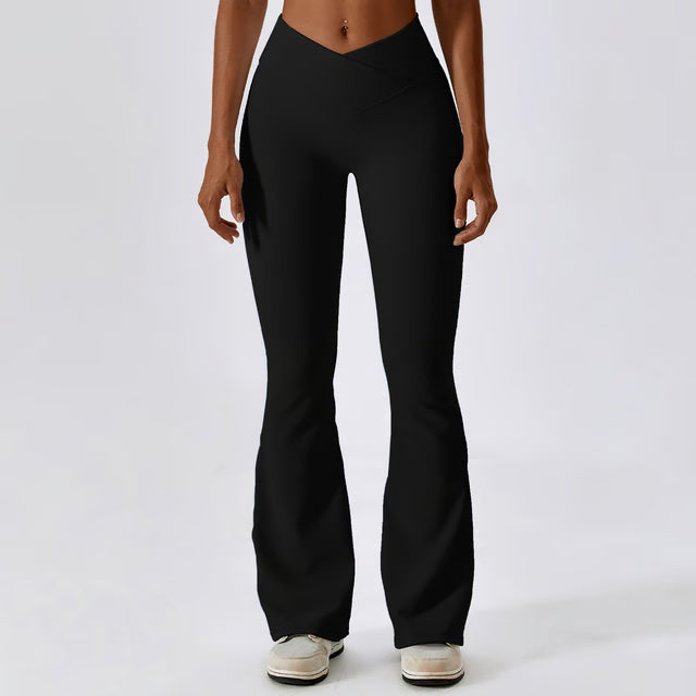High Waist Flare Leggings, Women Yoga Pants with Wide Leg, Gym Workout Fitness Flared Pant, Latin Dance Trousers